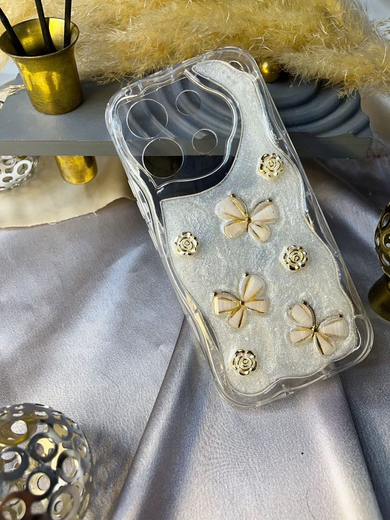 قاب موبایل گل پروانه ای شاین دار 3D برجسته note 12pro 5g / note 12pro plus