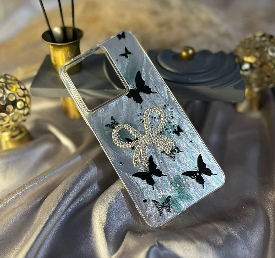 قاب موبایل ماربل پروانه نگین دار note 13pro 5g / poco x6