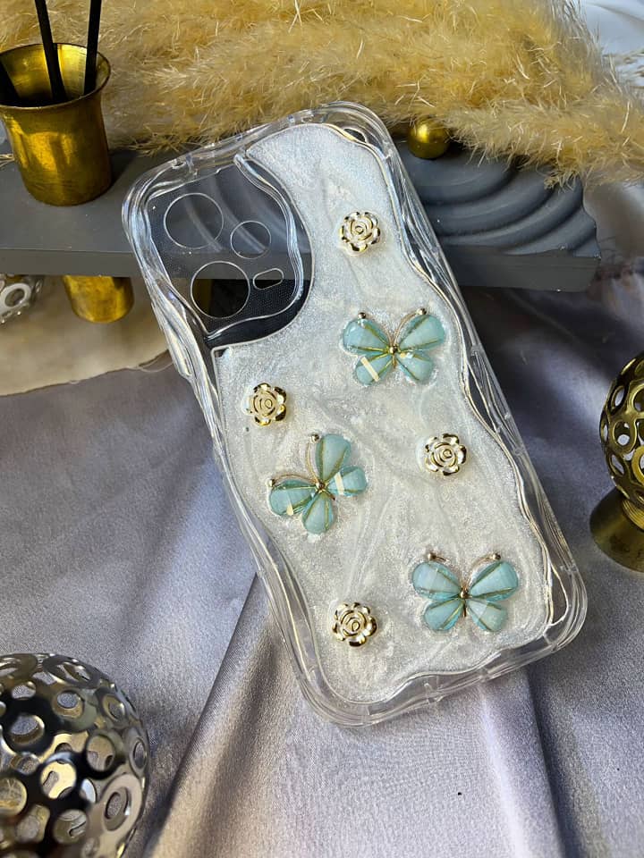 قاب موبایل گل پروانه ای شاین دار 3D برجسته note 11 / note 11s