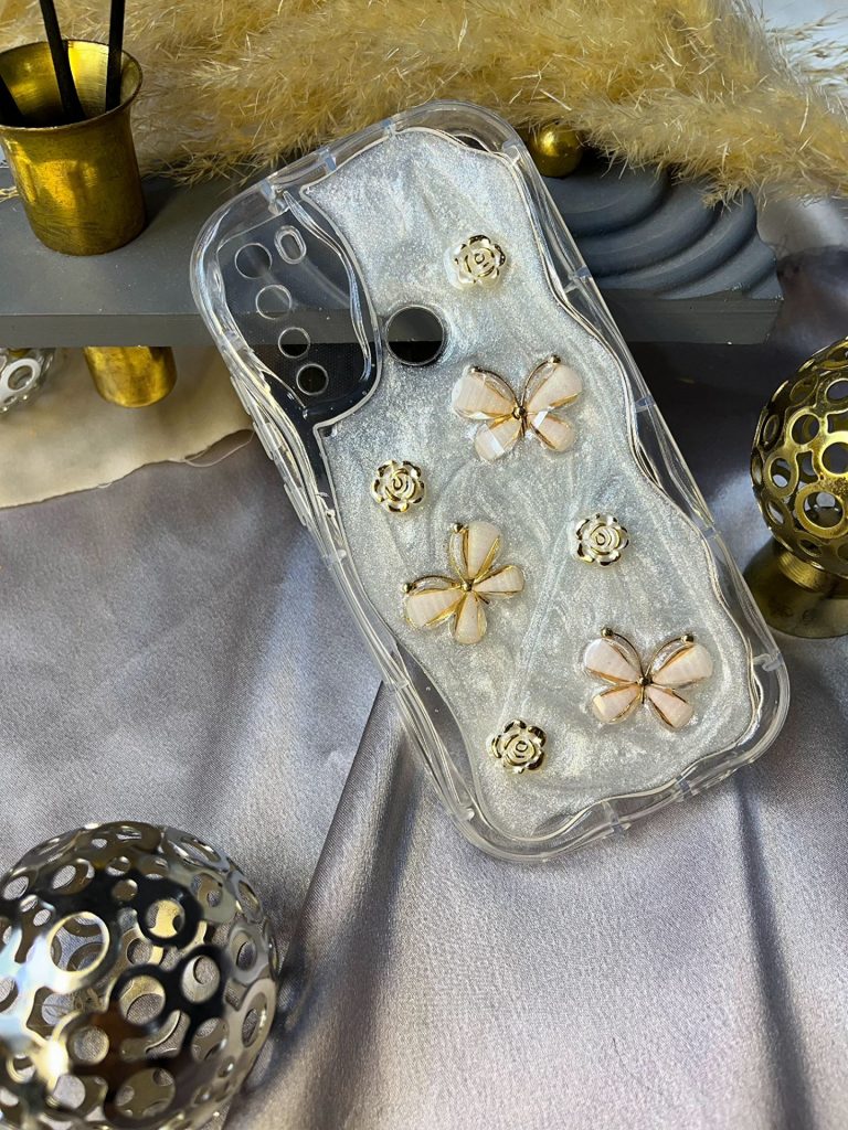 قاب موبایل گل پروانه ای شاین دار 3D برجسته a21s